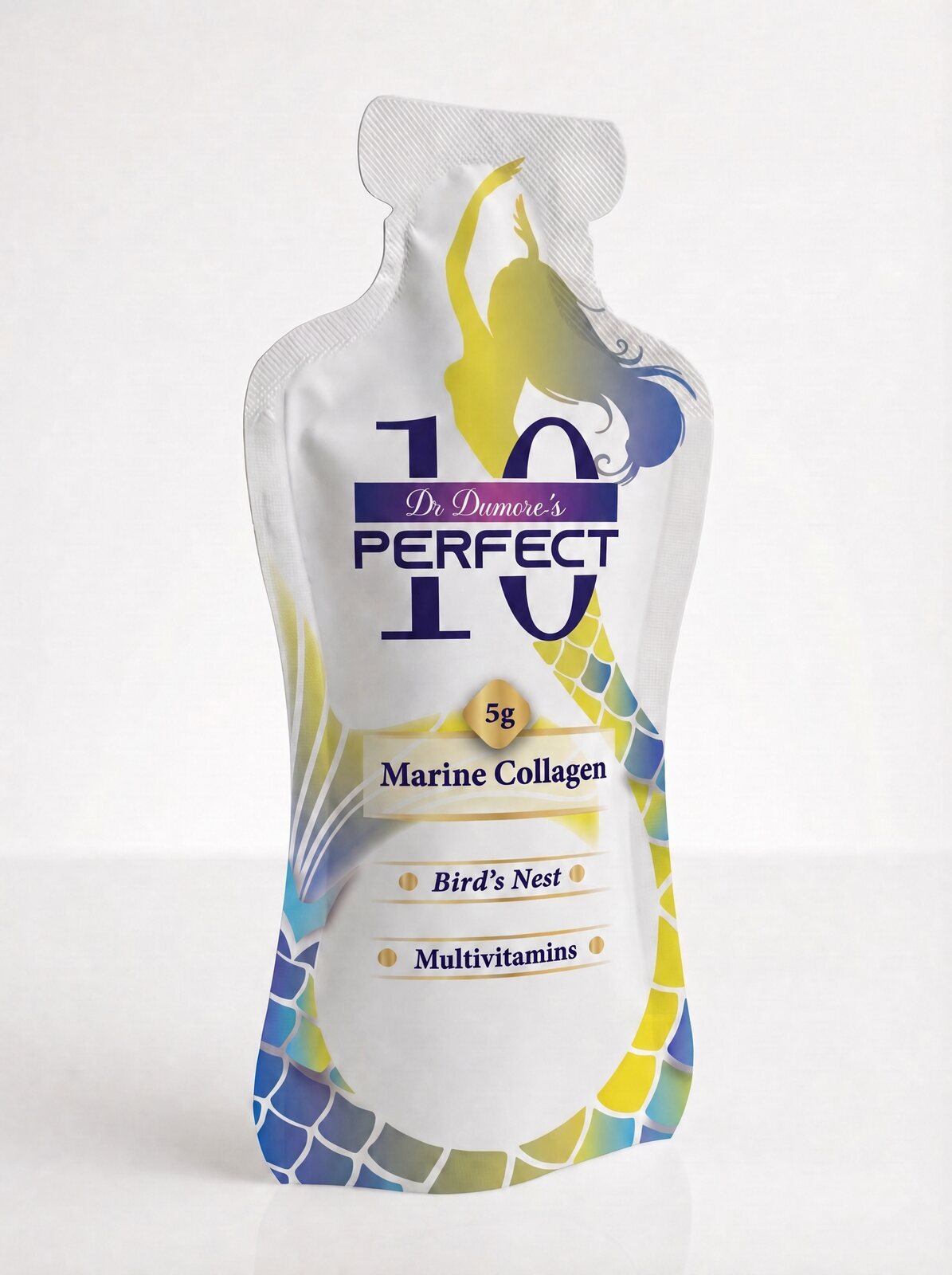 Perfect 10 Marine Collagen California Peach — 50 mL liquid marine collagen pouch