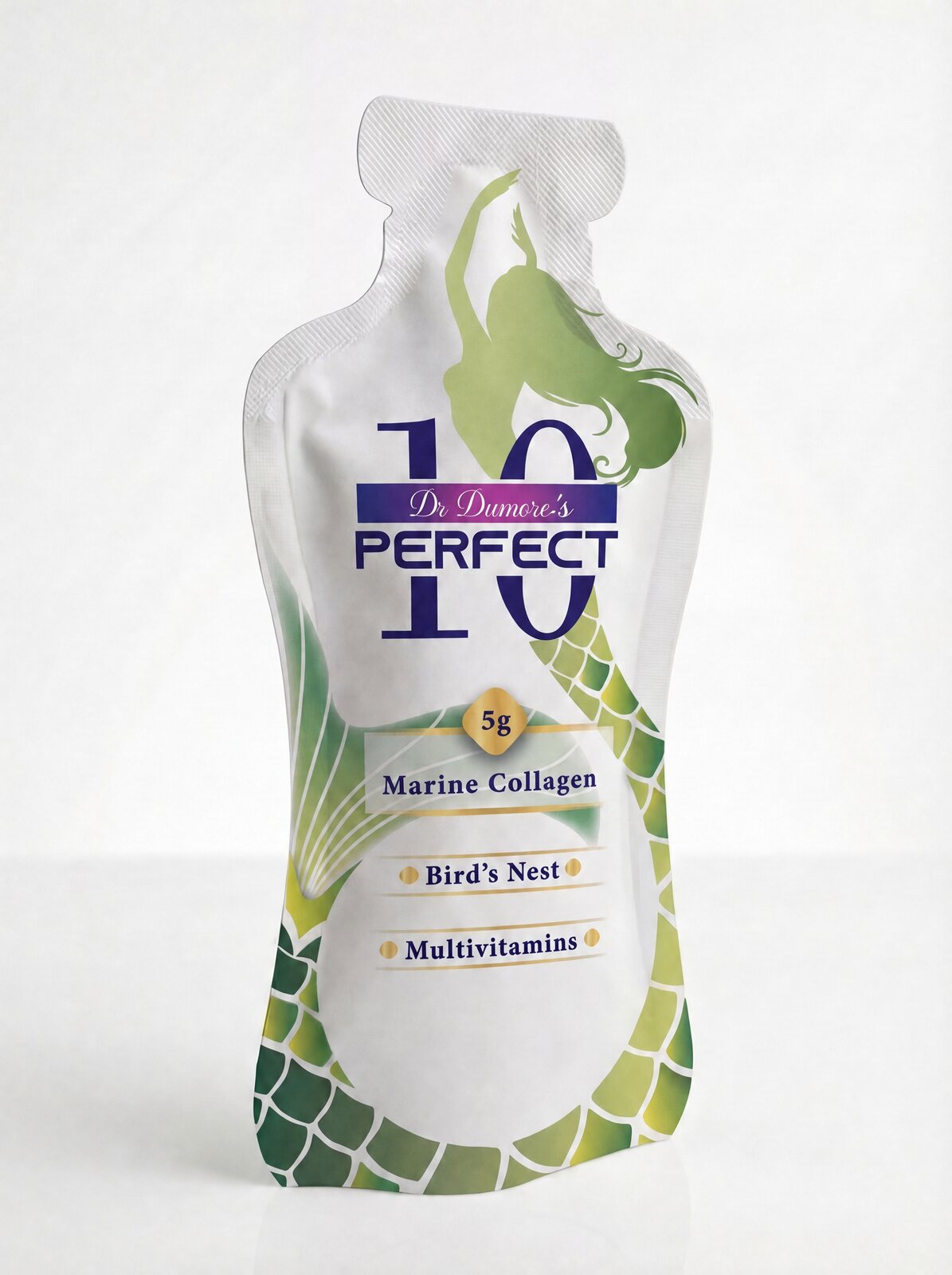 Perfect 10 Marine Collagen Matcha Latte — 50 mL liquid marine collagen pouch